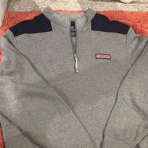 Vineyard Vines Gray and Black Zip-Up Men's Sweater